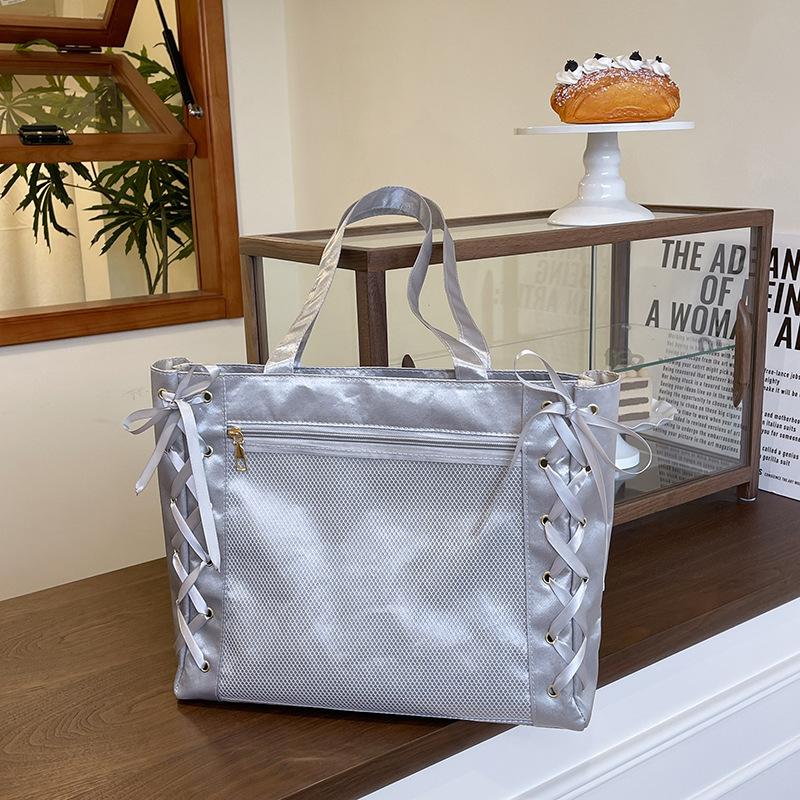 2025 summer small fresh two-dimensional yuan portable small tote girl ribbon tied shoulder underarm bag casual fashion