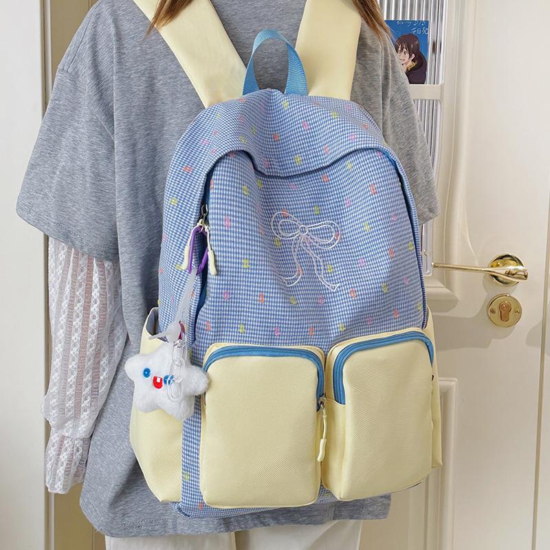 College style color matching backpack women's new schoolbag junior high school girls college students travel light backpack