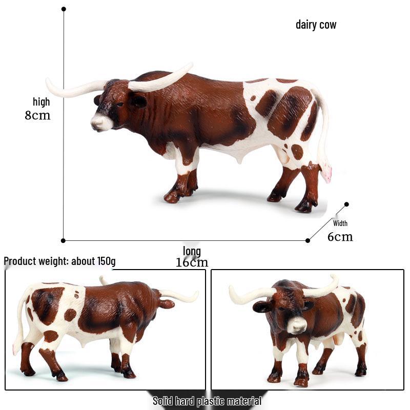 Children's Cognitive Animal Model Toy: Yellow Cow, Buffalo, Rhinoceros, Zebu, Bison, Bull Figurine.