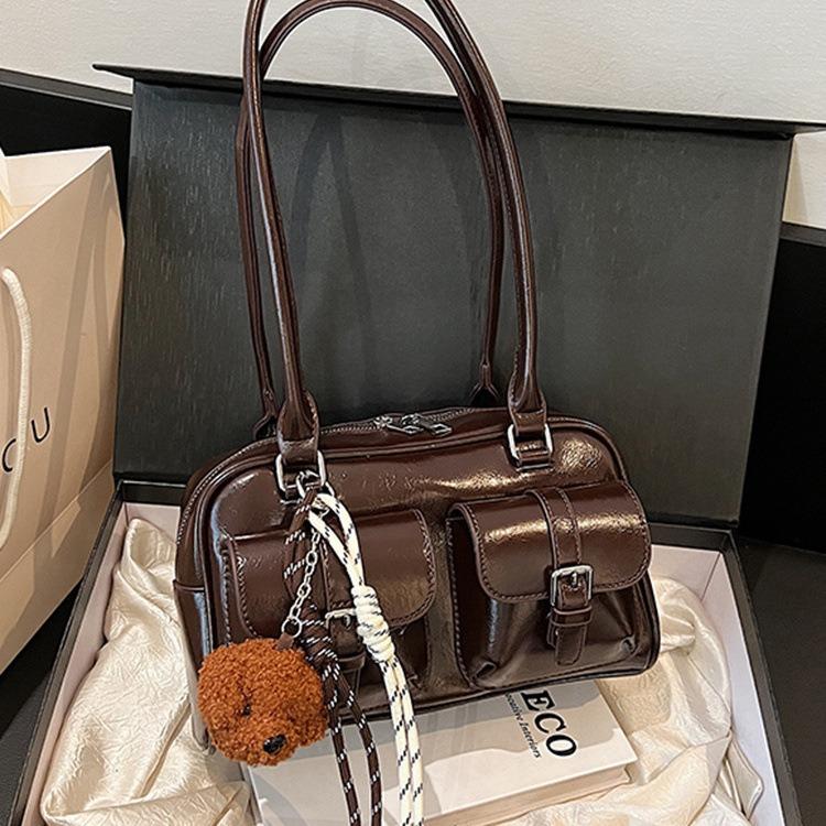 Vintage Fashion Underarm Bag for Women 2025 New Trend Multi-Pocket Shoulder Bag Niche Design Bowling Bag for Women