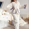 Womens Thick Fleece Jacquard Pajama Set Long Sleeve Round Neck Lounge Wear Winter Home Comfort