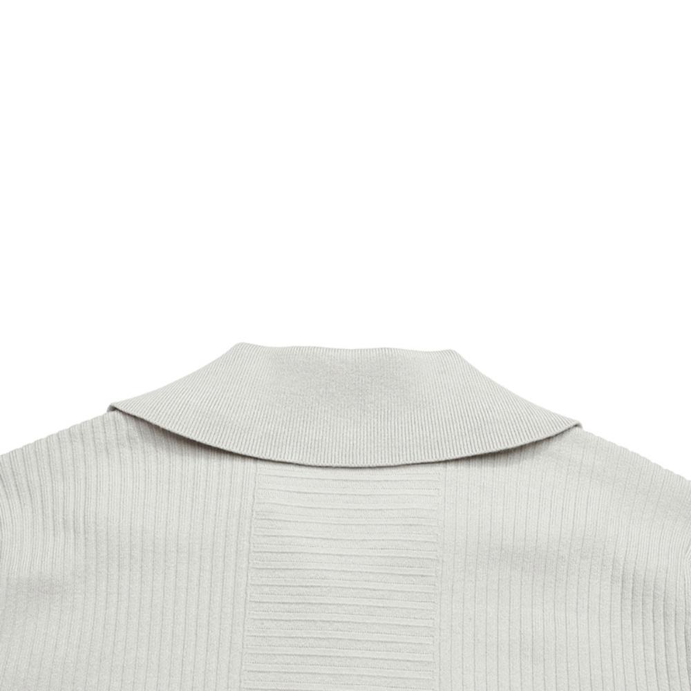 Fila Milano Series Simple Fashion Classic Versatile Soft Comfortable Warm Long Sleeve Fitted Knitted Sweater Women Tops Light-Gray Cream F11W545403FIV