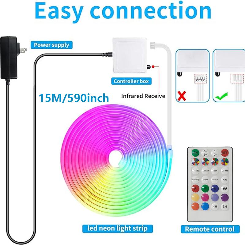 

RGB LED Neon Lights, Smart App Remote Control with Music Sync RGBIC Dreamcolor Chasing Strip Tape for Room
