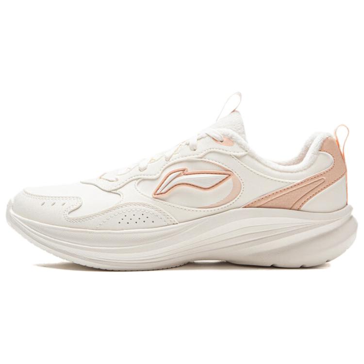 

New LiNing Light Breeze V2 Cushioning Lightweight Rebound Low Top Casual Running Shoes Women s Ivory Peach Pink ARSV110-7 37