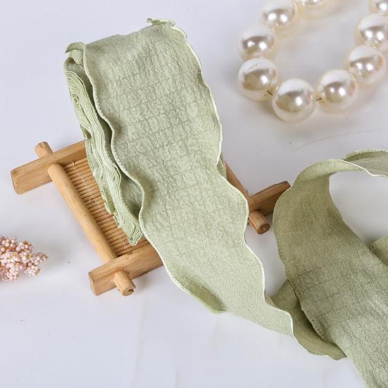 1 Roll 900x4CM Pleated Ribbon Trim DIY Sewing Flower Bridal Bouquets Gift Box Wrapping Ruffle Edge Ribbon Solid Polyester Decorative Ribbon