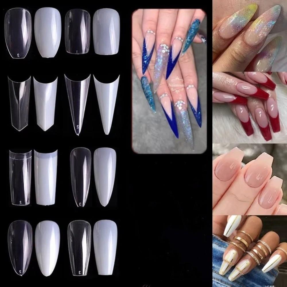 150pcs Natural Clear Nail Art Tips Double-Sided Fake Nails for Profional Use in Nail Salons