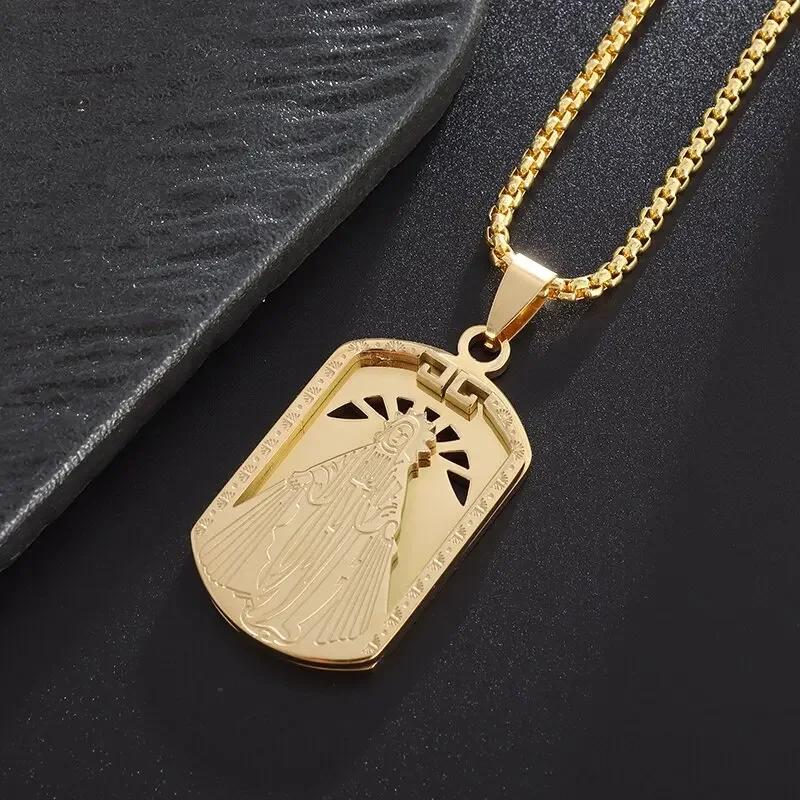 Exquisite Zircon Catholic Virgin Mary of Guadalupe Medal Necklace Women's Fashion Good Luck Amulet Jewelry