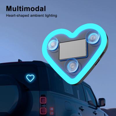 Solar Powered LED Heart Neon Light for Car Window Wireless Auto Atmosphere Lamp 5 Modes Car Interior Decoration with Suction Cups