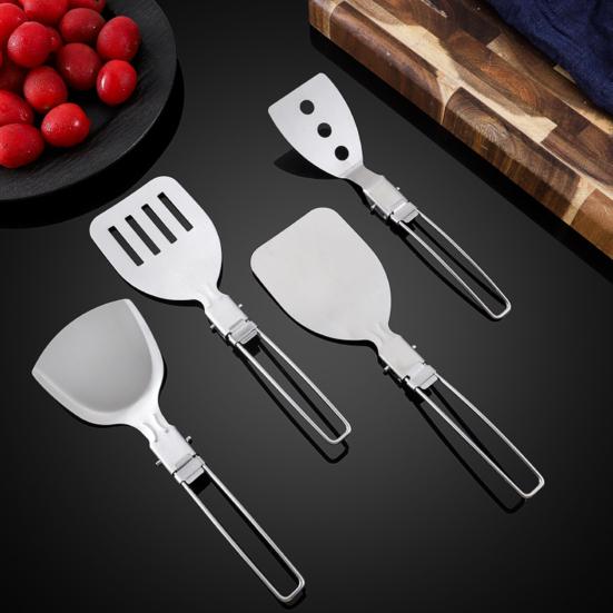 Stainless Steel Tableware Foldable Design Hollow Handle Portable Cookware Camping Hiking Picnic Travel Cutlery Set