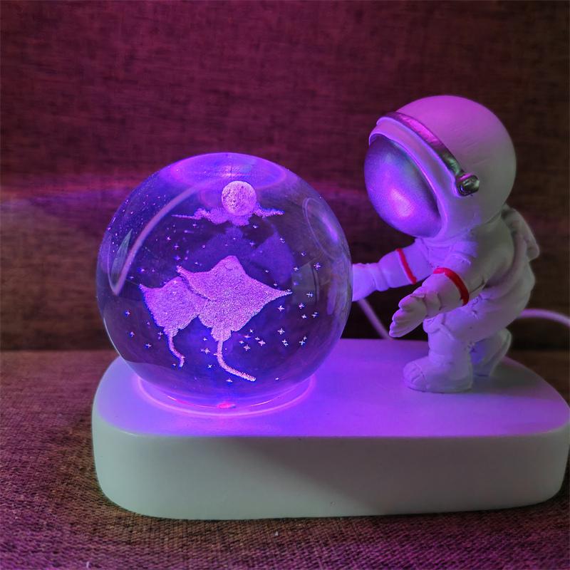Astronaut Creativ 3D Minge de Cristal Led Lumină de noapte pentru Dormitor Copii Planetă Spațiu Lampă Sistem Solar USB Cadou de Crăciun pentru copii
