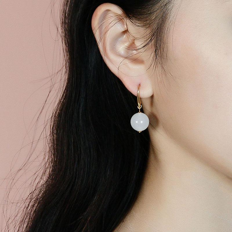 Recommended Hetian Jade Ancient Style Jade Earrings New Trendy Retro Jade Stud Earrings and Drop Earrings for Women