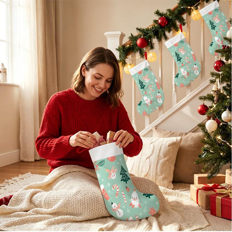 Christmas decoration fireplace hanging stocking 1pc Large 18-Inch Farmhouse Vintage Christmas Stocking Suitable for Fire