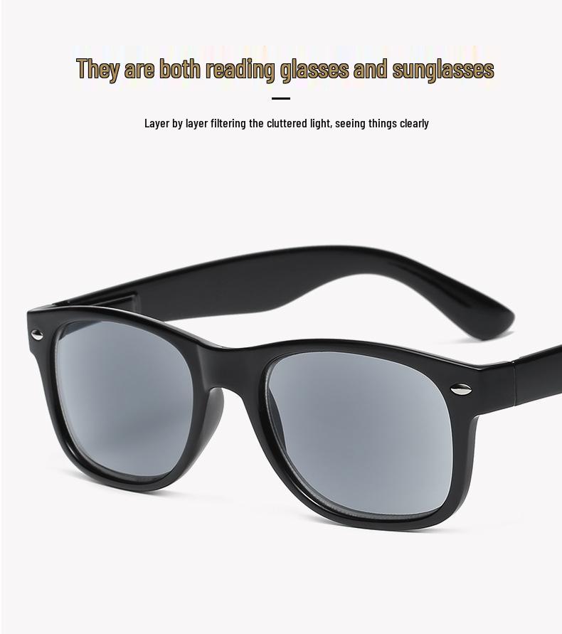 Unisex Retro Classic Reading and Sunglasses with Gray UV380 Lenses - Presbyopic Eyewear for Men and Women.