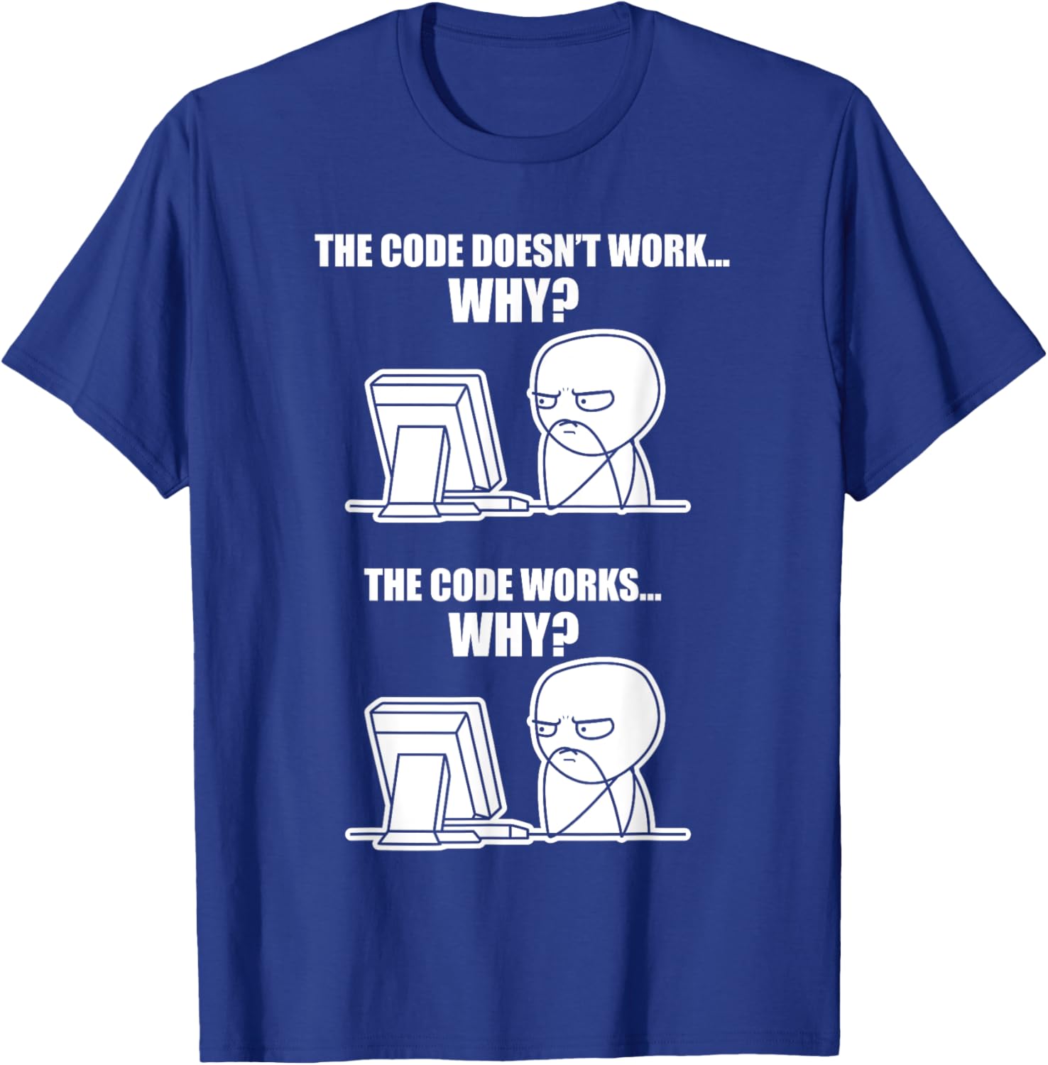 

Funny Programmer Code Works Why Meme TShirt Men Short Sleeve Crew Neck Cotton Tee S