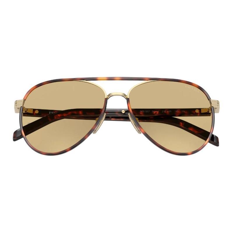 Prada Brand Logo Stainless Steel Aviator Sunglasses Women's Tortoiseshell Tortoiseshell Color 59 Basic Packaging-glasses Case + Packaging Box
