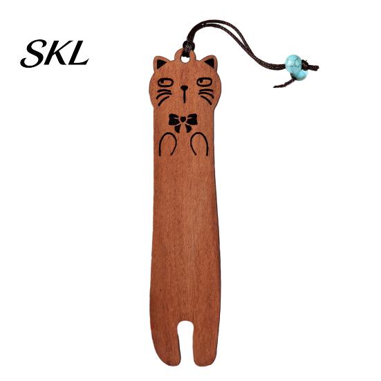 Cat Shaped Bookmark Wooden Cartoon Bookmarks for Book Lovers, Natural Wood Marker, Cute Literary Kitten Art Craft Bookmark, Vintage Gift Women