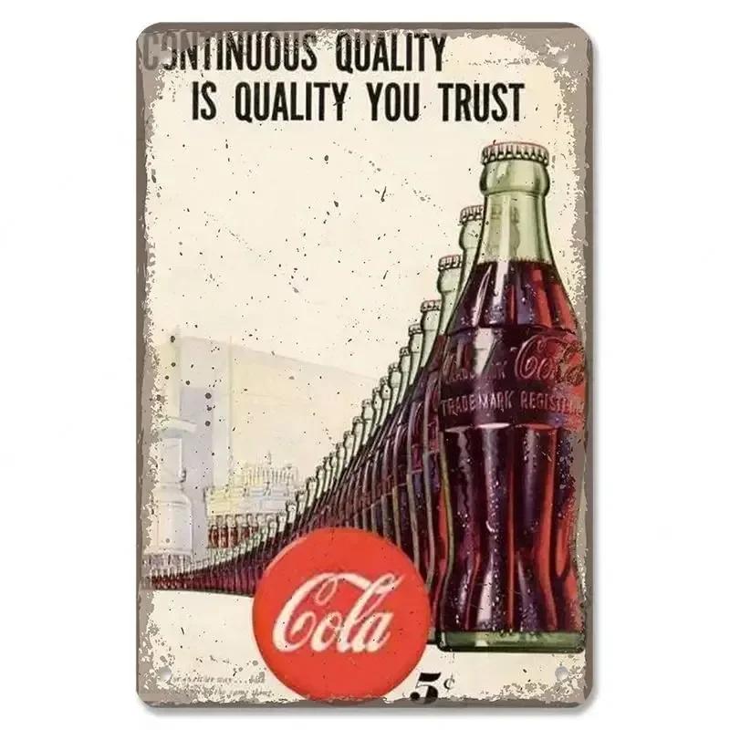 Cola Metal Tin Signs Decor Vintage Posters Girls Drink Cola Bottles Metal Plate Wall Decor Men's Hole Bar Club Restaurant Hom