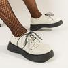 Fashion Metal Chain Wedge Single Fall New Round Toe Deep Mouth Front Lace-Up Platform Non-Slip Low-Top Shoes
