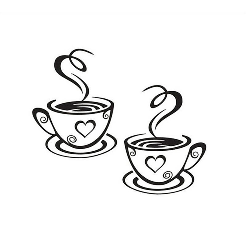 Kávové šálky Kavárna Čaj Samolepky na zeď Umění Vinylová nálepka Kuchyně Restaurace Hospoda Dekor