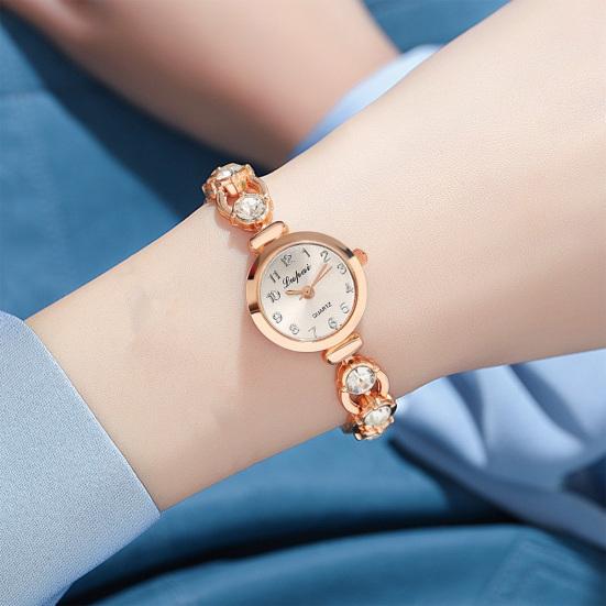 Yousheng Ladies Elegant Wrist Watch Exquisite Women Bracelet Rhinestones Quartz Faux Crystal Small Dial Watch