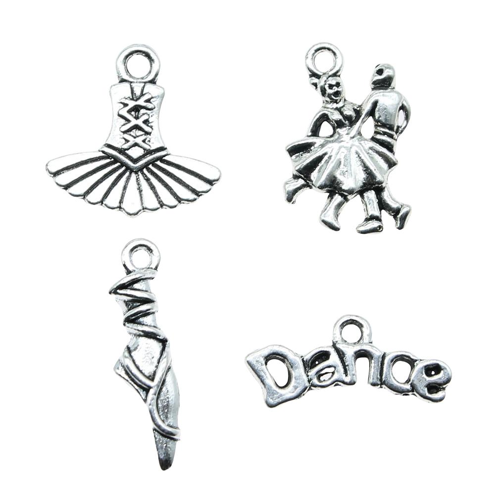 20pcs Charms Dance Antique Silver Color Dance Skirt Charms Jewelry Findings DIY Ballet Dance Charms Wholesale
