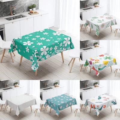 Simple Floral Plant Tablecloth Waterproof and Oilproof Rectangular  Wedding Party Restaurant Table Kitchen Decoration
