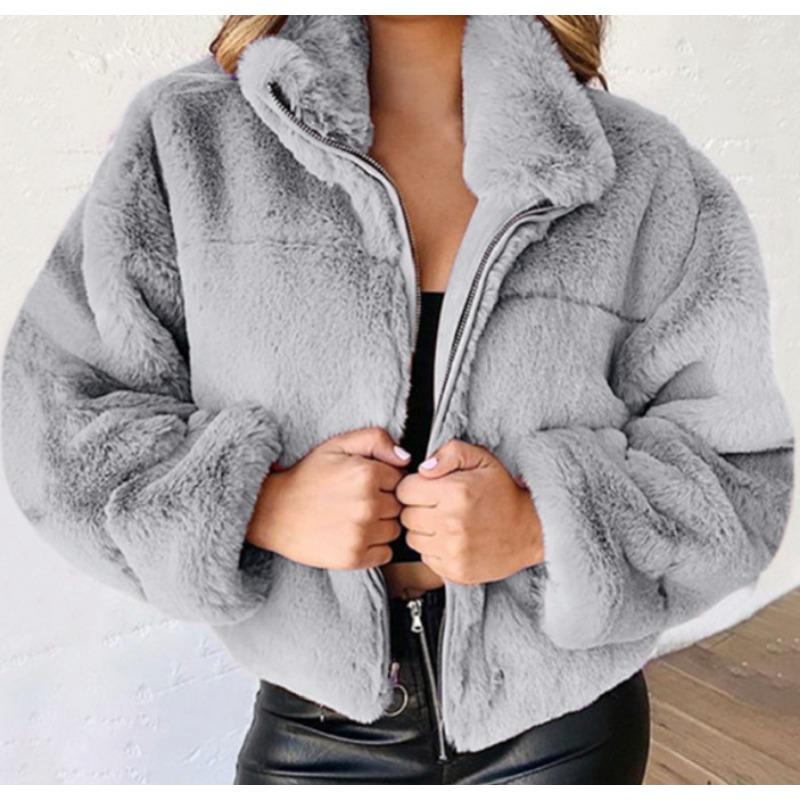 Women S Faux Fur Zip Up Warm Plush Winter Coat
