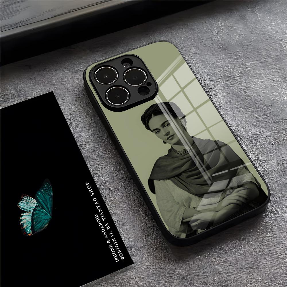 

Чехол для телефона F-Frida Kahlo для iPhone 17 Pro Max 15 Pro 16 14 Plus 12 13 Mini 11 Pro Ударопрочная стеклянная крышка iPhone16ProMax