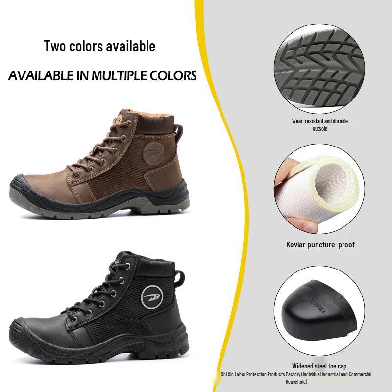 Steel Toe Lightweight Anti-smash Puncture-resistant Safety Boots for Men - Comfortable and Durable for Long Hours