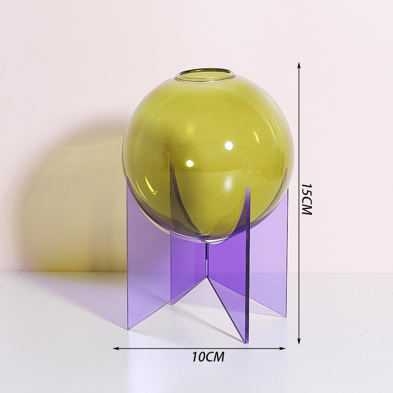 

Colorful Acrylic Spherical Vase Plant Pots Table Decoration Minimalist Geometric Flowers Arrangement Vases Room Aesthetic Decor