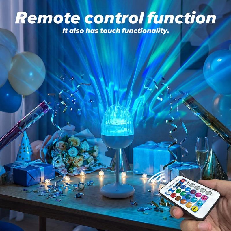 Aurora Projection Lights LED Remote Control Night Light Water Ripple Projection Lamp Bedoom Home Decoration Colorful Table Lamps