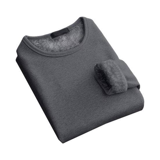 Autumn Winter Men Bottoming Top Slim Fit Thick Plush O Neck Pullover Stretchy Long Sleeves Pure
