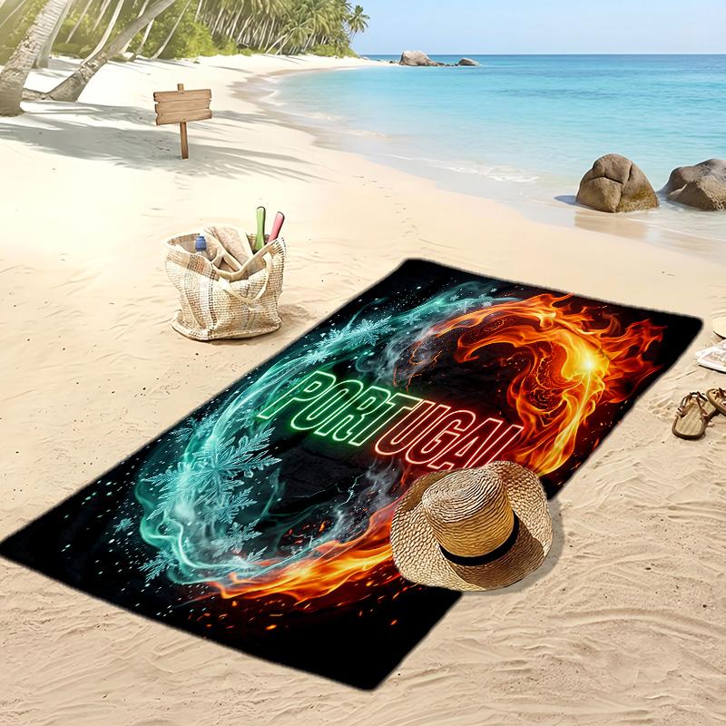 Portugal Football Print Beach Towel Quick Dry Super Absorbent Soft Bath Towel for Swimming Beach Travel Fan Souvenir Gift