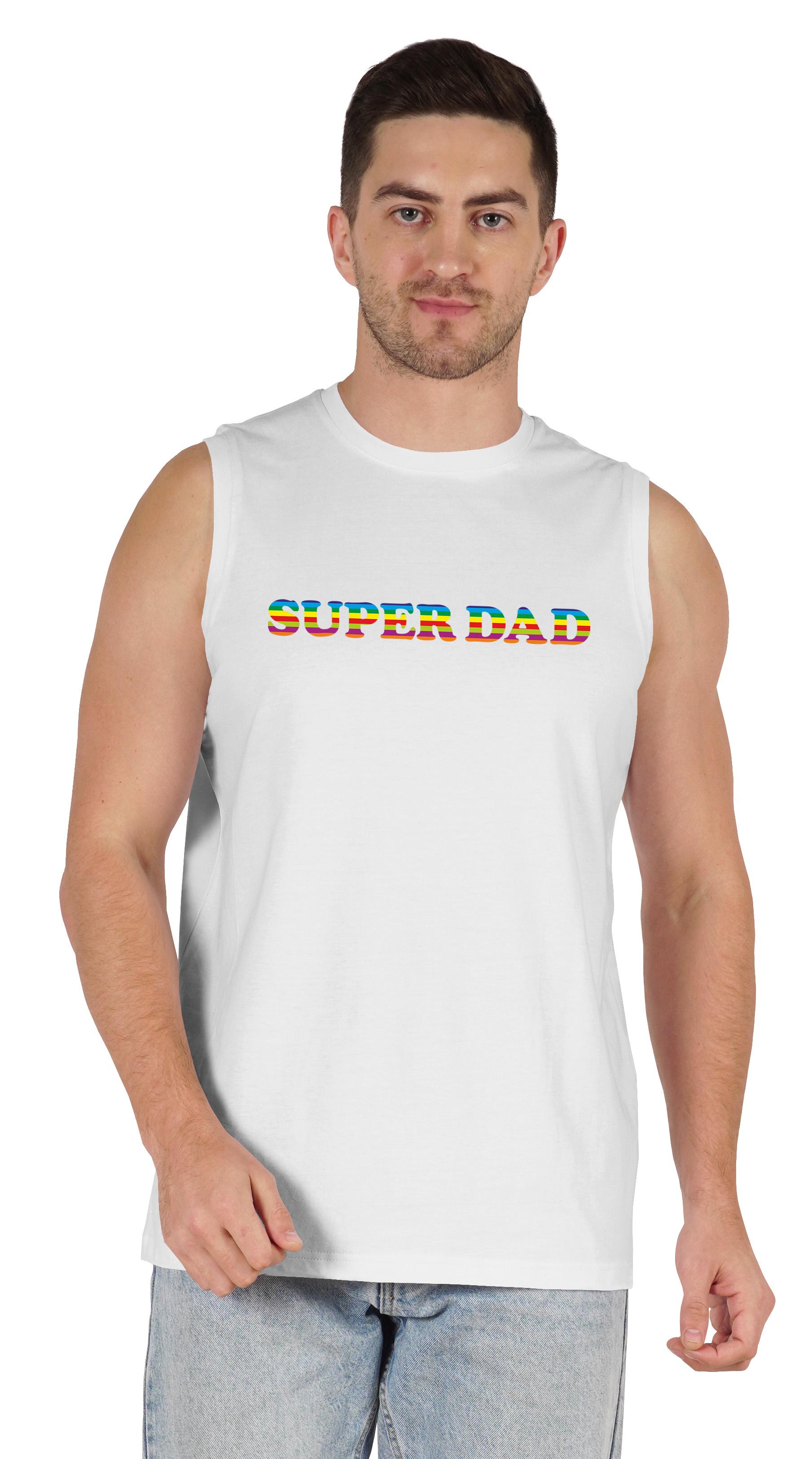 

Inkmeso Чоловіча футболка з принтом «Супер тато» Футболка для найкращого тата з круглим вирізом, бавовняний трикотаж XX-Large білий