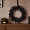 Wreath with Arachnids Gothic Red Berries Spooky for Front Door, Mantel, Party