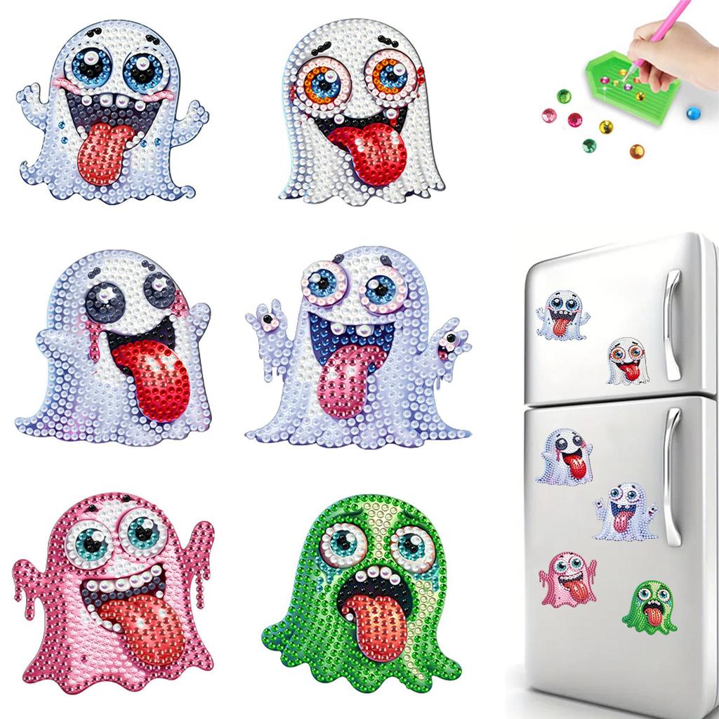 6 Stück Diamantmalerei Kühlschrankmagnete Diamantkunst-Sets Diamantmalerei Magnete DIY Kunsthandwerk für Erwachsene Kinder Anfänger