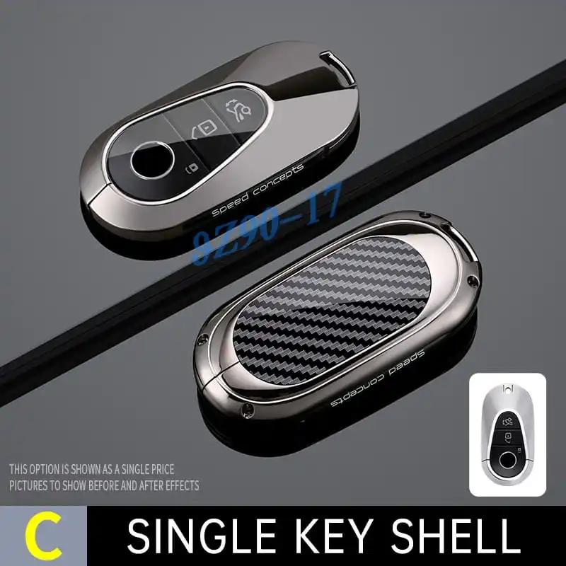 Metal Carbon Fiber Car Key Fob Case Cover Keychain For Mercedes Benz C E S Cle Glc Eqe Eqs Class 300 350 450 500 580 43