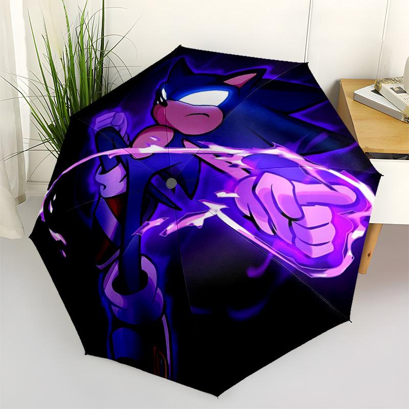 1pc Sonic Speed Automatic Folding Umbrella, 8 Ribs for All-Season Use, Portable for Travel & Outdoor Activities 005