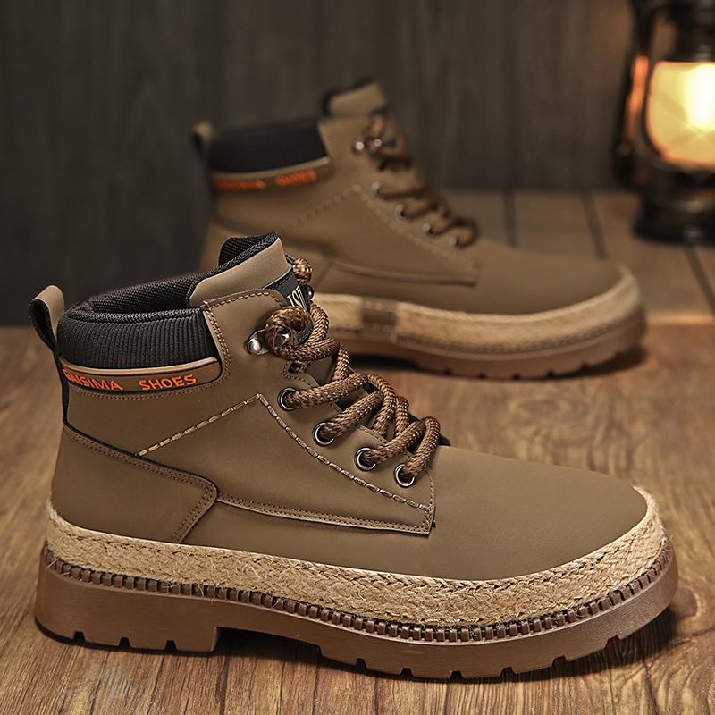 

Новые модные осенние и зимние мужские высокие ботинки martin для студентов, трендовые рабочие туфли на мягкой подошве для мальчиков, кроссовки Martin с защитой труда 44 коричневый