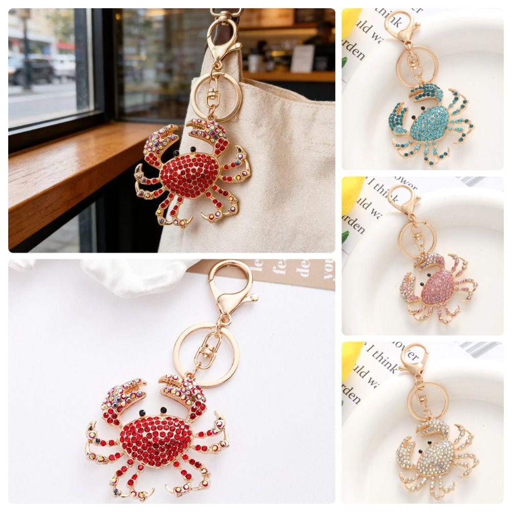 Porte-clés Charme Crabe Strass Scintillants Accessoires Bricolage Porte-clés Crabe Cristal Porte-clés Crabe Sac