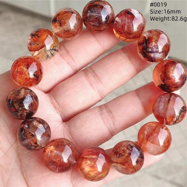 Natural Red Limonite Quartz Trendy Strand Bracelet Rare Stretch Yellow Phantom Round Beads Women Men Jewelry AAAAA