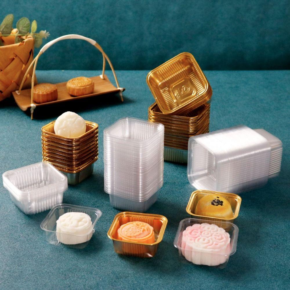 100PCS Plastic Mooncake Packaging Tray Thicken Dessert Plate Mooncake Plastic Inner Tray  Dim Sum