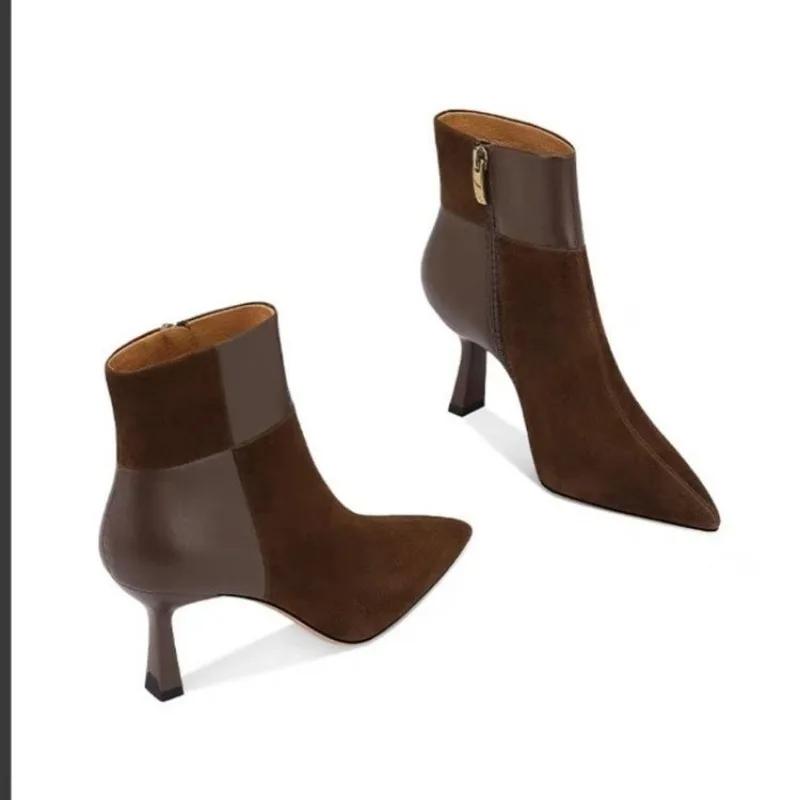 High Quality Ladies Shoes Ankle Women's Boots Classics Modern Boots Women Pointed Toe Side Zip Thin High Heels Women Shoes