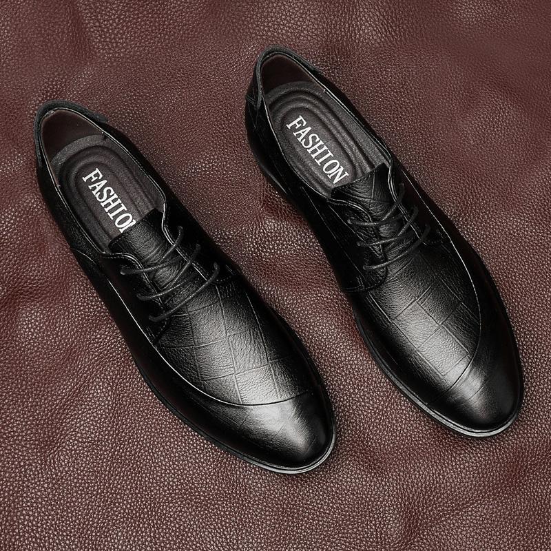 Genuine Leather Mens Oxfords Shoes Business Sneakers Formal Dress Footwear Classic Male Walking Derby Shoes Stylish Casual Shoes