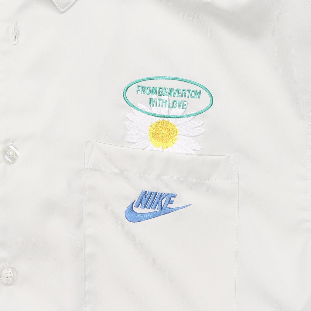 Nike Embroidered Logo Short Sleeve Button-Up Shirt Men Tops Light-Green HJ3956-091