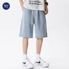 Mu Qiu Herren Jeans-Shorts im amerikanischen Stil, locker, gerade geschnitten, mittellang, vielseitig und schlichtes Design