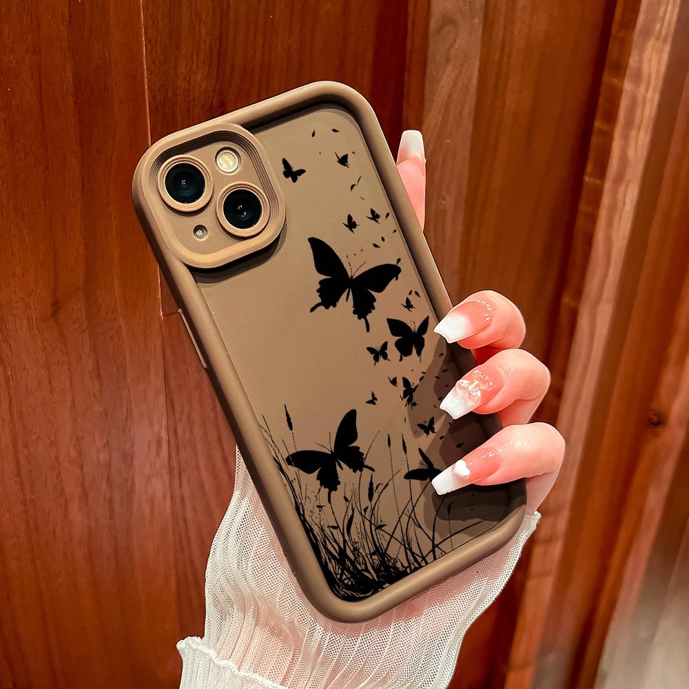 Černý motýl pouzdro na telefon pro iPhone Samsung Galaxy Xiaomi Redmi POCO HUAWEI Honor Nárazuvzdorné Gumové Měkké Flexibilní Kryt Pouzdro