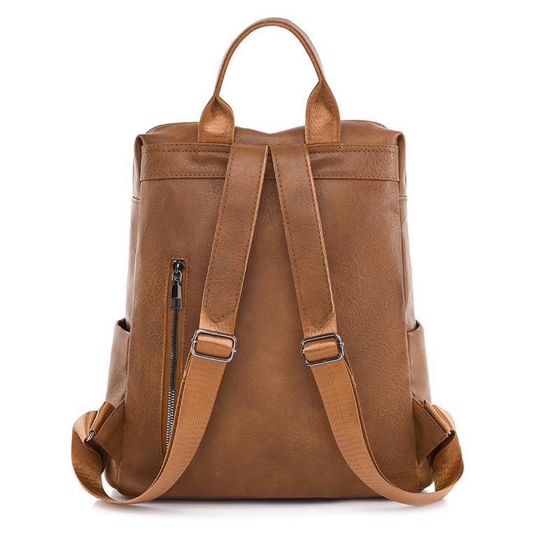 Lässiger Damen-PU-Rucksack, Retro-Pendler-Reiserucksack mit großer Kapazität