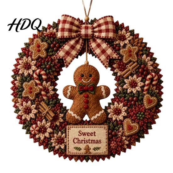 Relaxing Holiday Craft Projects 3D Fabric Wreath Poke Art Kit for Adults Christmas Unique Keepsake Presents Kit Santa Snowman Design