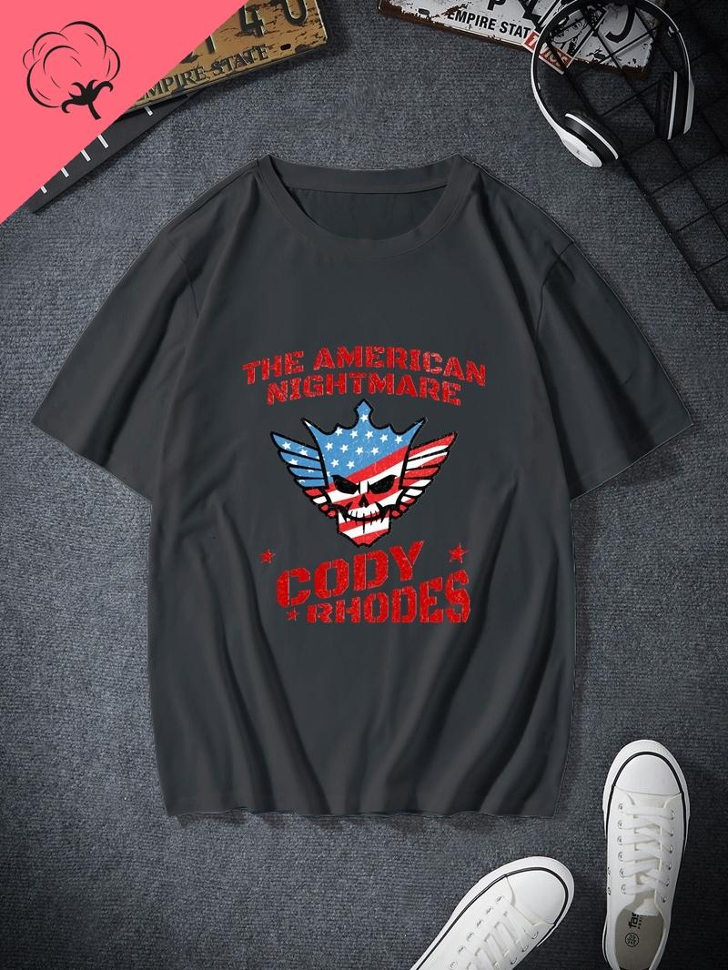 Wrestler Cody Rhodes Classic Poster Print T-shirt, American Nightmare Fashion Graphic Shirt, Unisex Loose Cotton T-shirt S